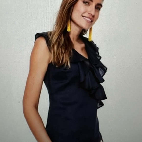 Boden Alicia Ruffle Top, Navy, Sleeveless, size 6 - Picture 13 of 14